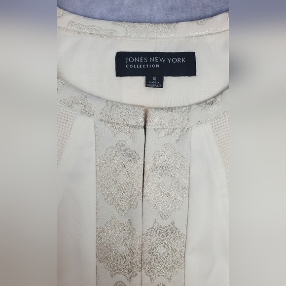 Jones New York  White silver Ted baker style Women's blazer Size 10 - Picture 4 of 15